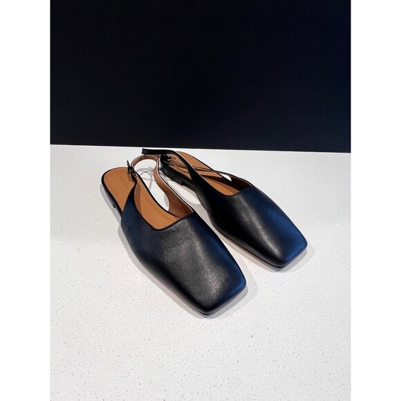 Mansur Gavriel Square Toe black leather Slingback Flat (Women) shoes size 40 - Picture 3 of 11